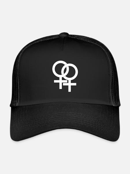 Symbol for lesbian women over white - Trucker Cap - black/black - Front