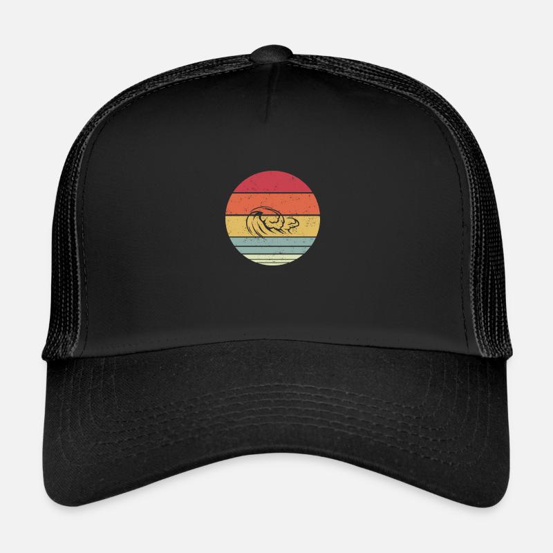 Wellen Vintage Retro Design Sommer Geschenkidee - Trucker Cap - Schwarz/Schwarz