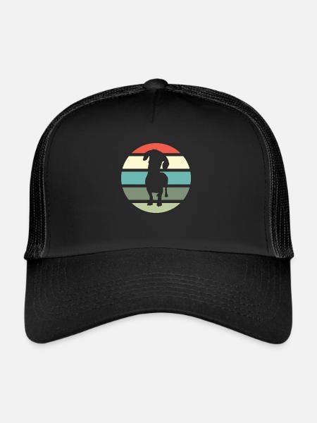 Teckel Teckel Teckel silhouette avec rétro soleil - Casquette trucker  - noir/noir - Devant