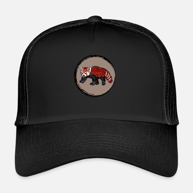 Roter Panda / Red Panda Design IV - Trucker Cap - Schwarz/Schwarz