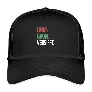 Links Grün Versifft Anti Rassismus Toleranz - Trucker Cap - Schwarz/Schwarz - Vorne
