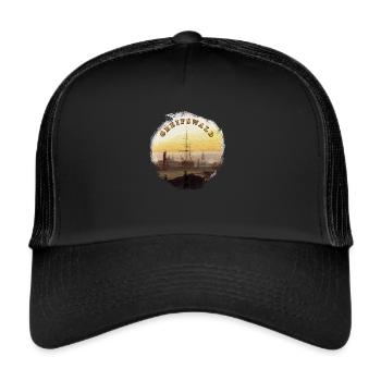 Greifswald Hafen - Trucker Cap - Schwarz/Schwarz - Vorne