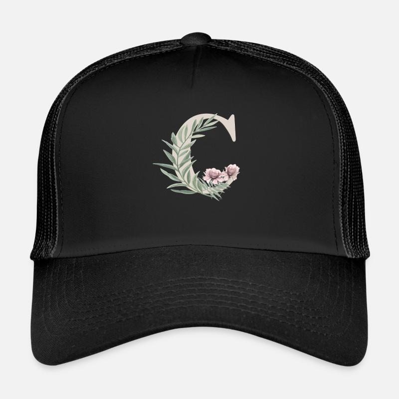 Lettre C avec des fleurs Casquette trucker 