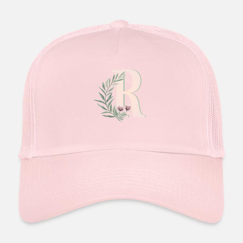 Lettre R avec des fleurs Casquette trucker 