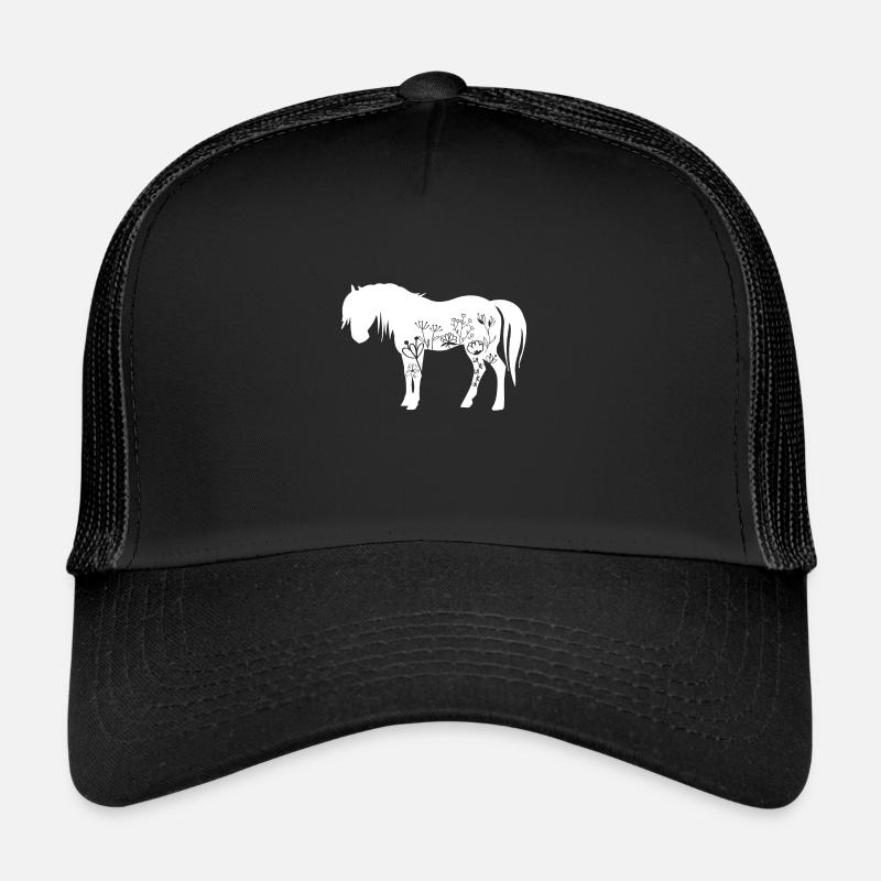 Cadeau d'équitation fleurs silhouette Casquette trucker 