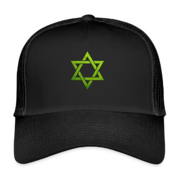 Sweats à capuche juifs verts, symbole juif de l'étoile de David - Casquette trucker  - noir/noir - Devant