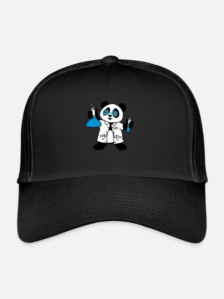 Panda scientist - Trucker Cap - black/black - Front