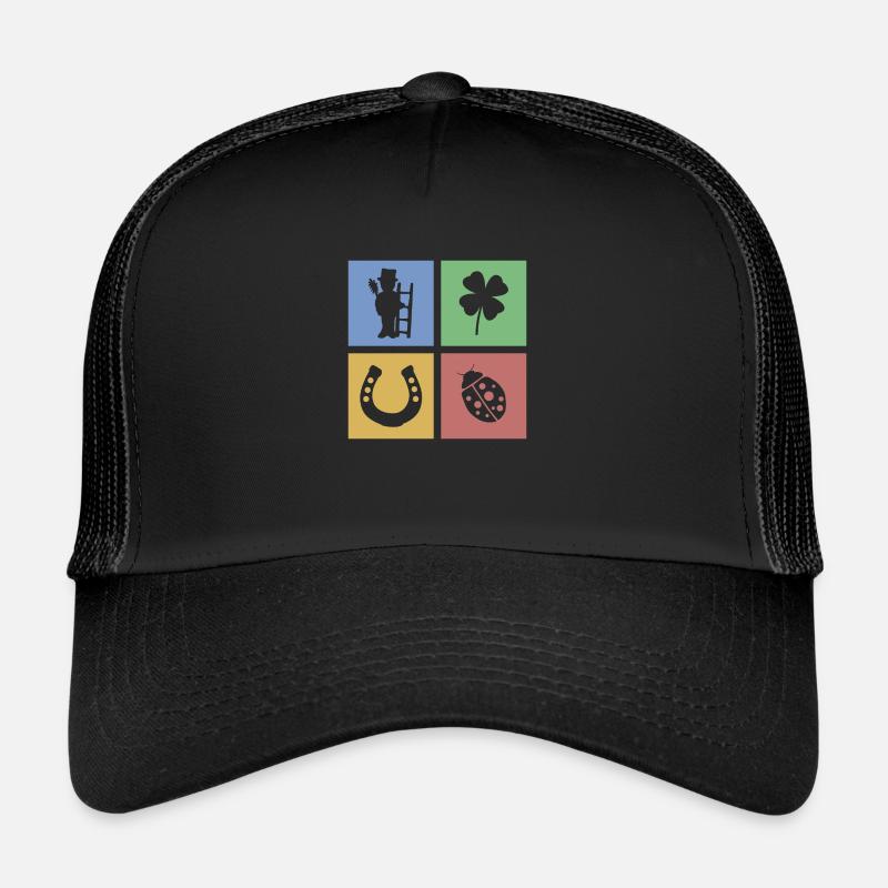 Symbole de bonheur Trèfle coccinelle à cheval fer cheminée Casquette trucker 
