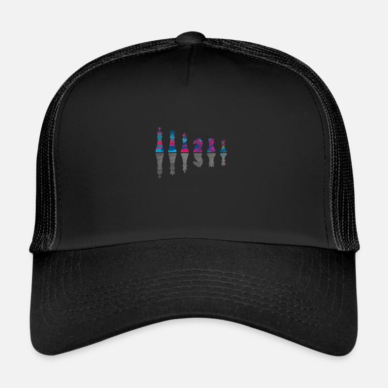 Les pièces d’échecs Jeu d’échecs - Casquette trucker - noir/noir