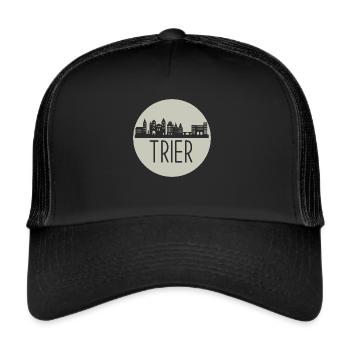 Trier, sheare-cut, skyline, circle, beige - Trucker Cap - black/black - Front