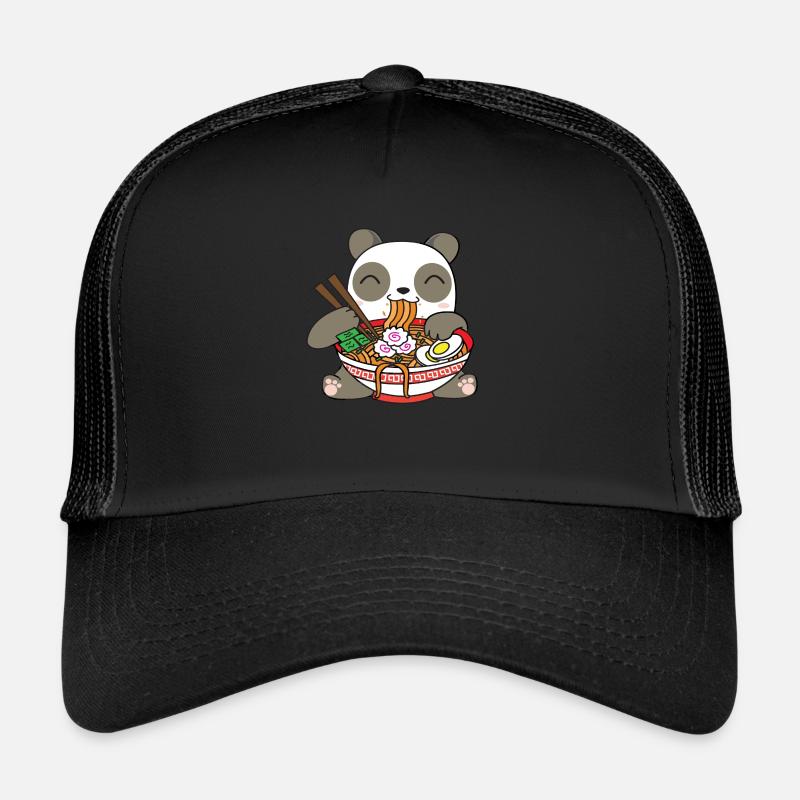 Panda Essen Ramen - Trucker Cap - Schwarz/Schwarz