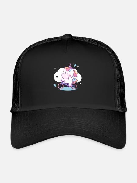 Unicorn Riding Bicycle - Trucker Cap - black/black