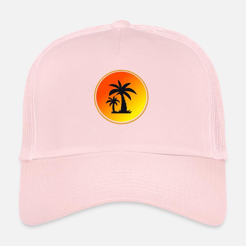 Palmier Cercle Orange Soleil Casquette trucker 