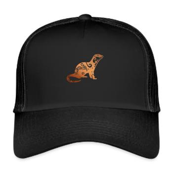 Maori Seeotter Polynesien Tribal Tattoo Geschenk - Trucker Cap - Schwarz/Schwarz - Vorne