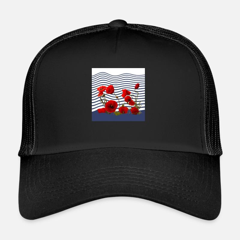 Mohn und See-Küste - Trucker Cap - Schwarz/Schwarz