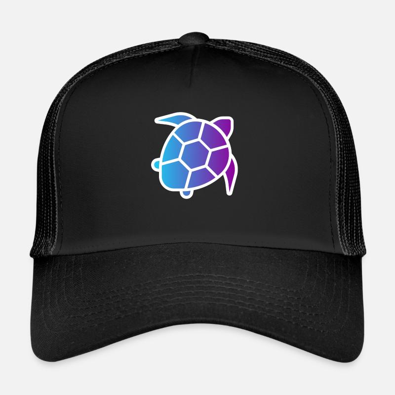 Blue Purple Turtle Outlined - Trucker Cap - black/black