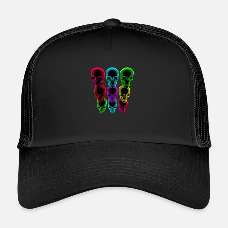 Schädel Abstrakt Totenkopf Design - Trucker Cap - Schwarz/Schwarz