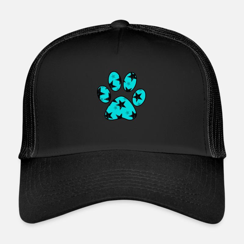 Pfote mit Sternmuster - Trucker Cap - Schwarz/Schwarz