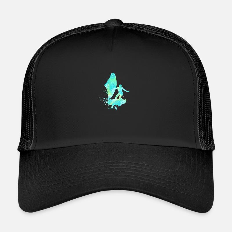 Double exposition Wing Foiling Hydrofoiling Cadeau - Casquette trucker - noir/noir