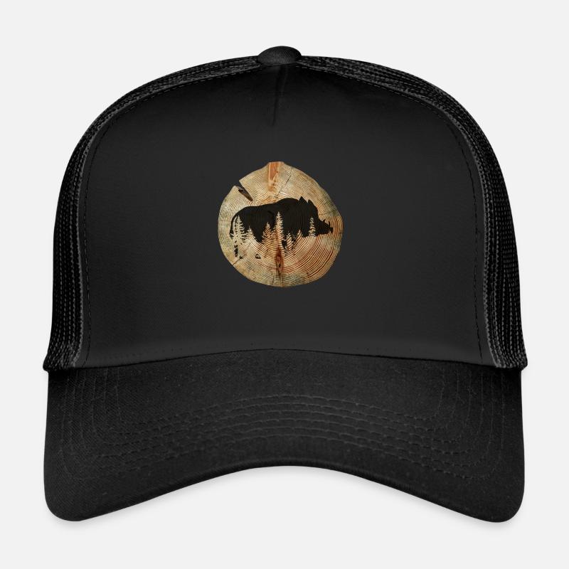 Baumscheibe Wildschwein - Trucker Cap - Schwarz/Schwarz