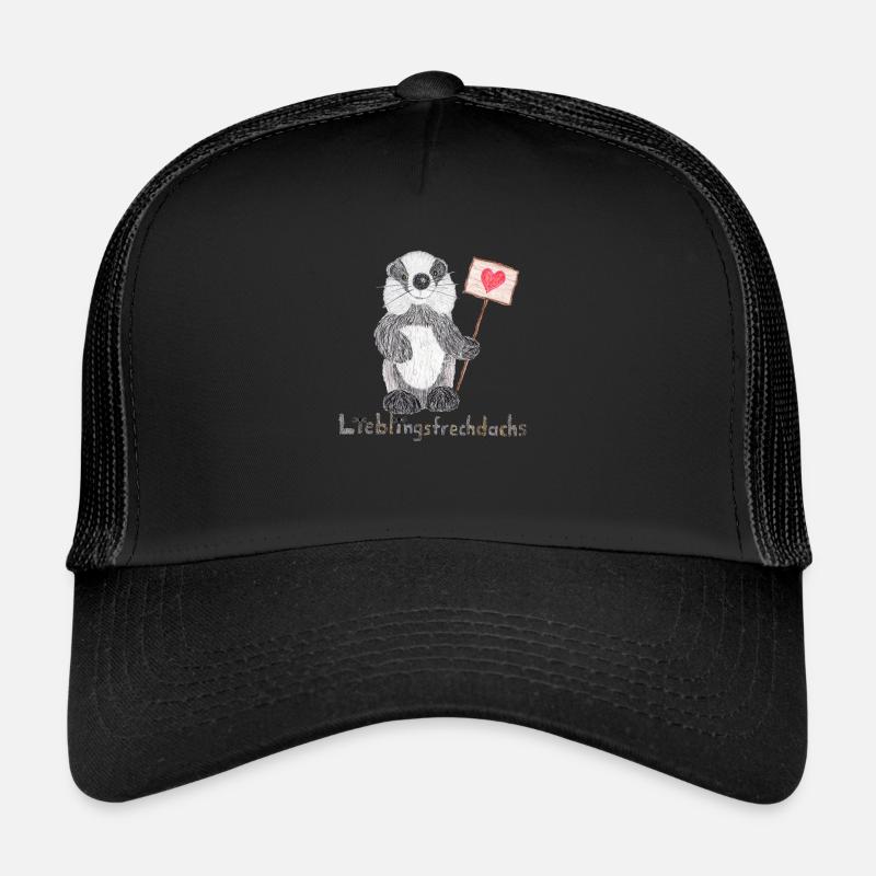 Lieblingsfrechdachs mit Herzschild - Trucker Cap - Schwarz/Schwarz