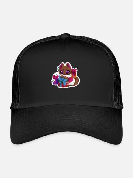 Present Cat🎁🐱 - Trucker Cap - black/black - Front