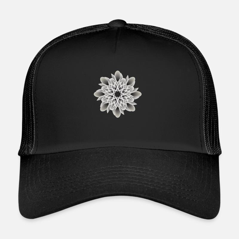 Beautiful And Artistic White Flower - Trucker Cap - black/black