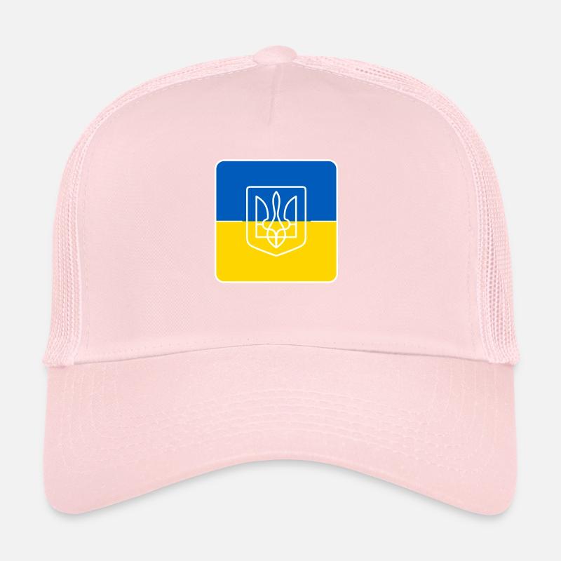 Drapeau symbole de l’Ukraine avec frontière Casquette trucker 