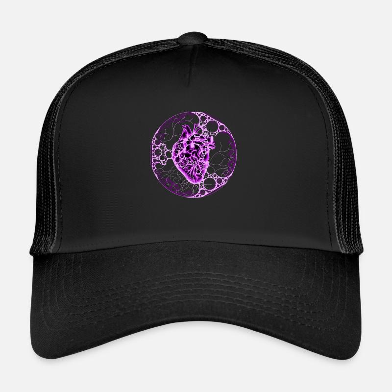 Coeur ,Sphère, Violet - Casquette trucker  - noir/noir