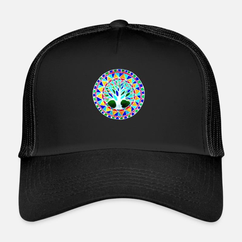 graphic tree pattern - Trucker Cap - black/black