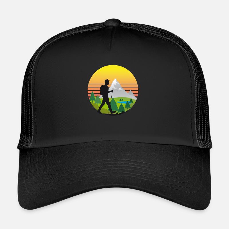 Wandern Landschaft Sonne Berge - Trucker Cap - Schwarz/Schwarz