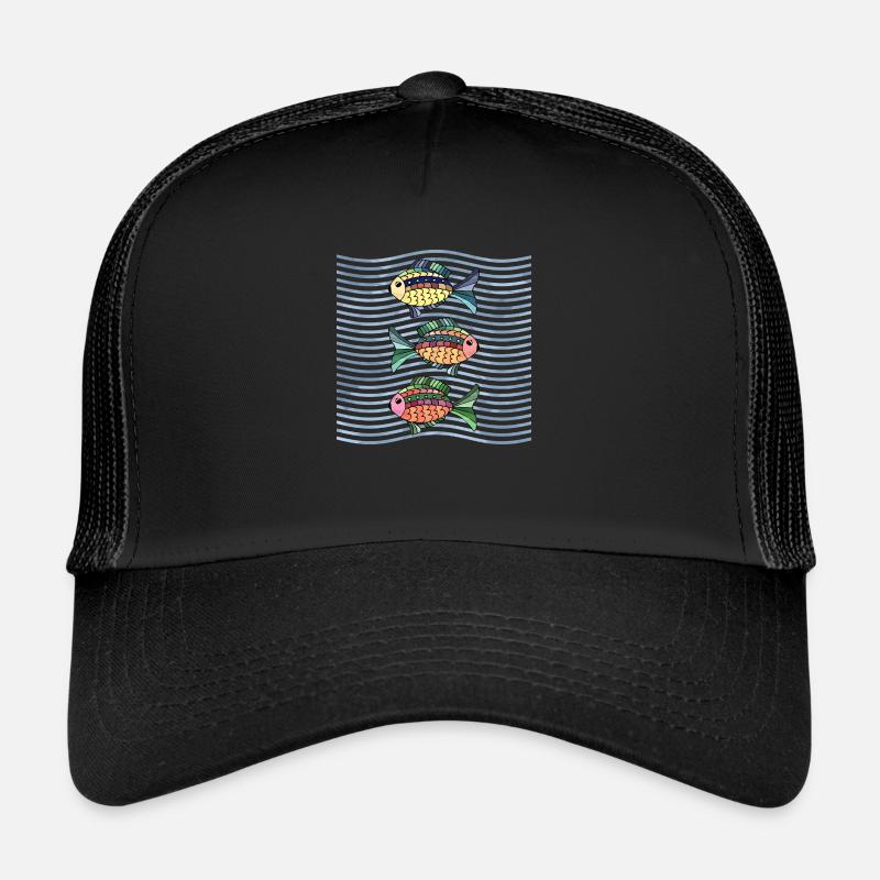 Fische - Trucker Cap - Schwarz/Schwarz