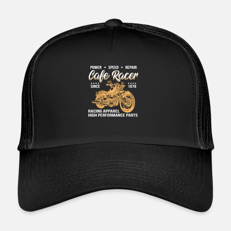 Cafe Racer T-Shirt - Trucker Cap - Schwarz/Schwarz