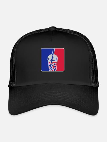 Thé à bulles rouge bleu - Casquette trucker  - noir/noir - Devant