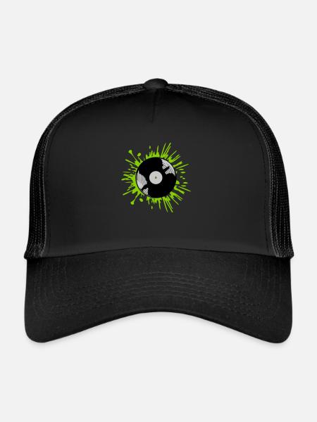 Gouttes de disque vinyle Color blobs - Casquette trucker  - noir/noir - Devant