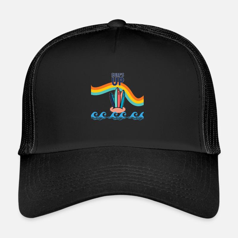 planche de surf arc en ciel - Casquette trucker - noir/noir
