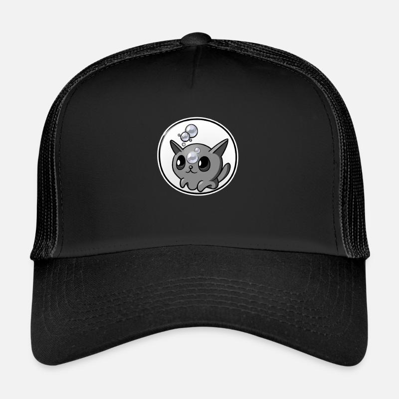 Seifenblasen Katze - Trucker Cap - Schwarz/Schwarz