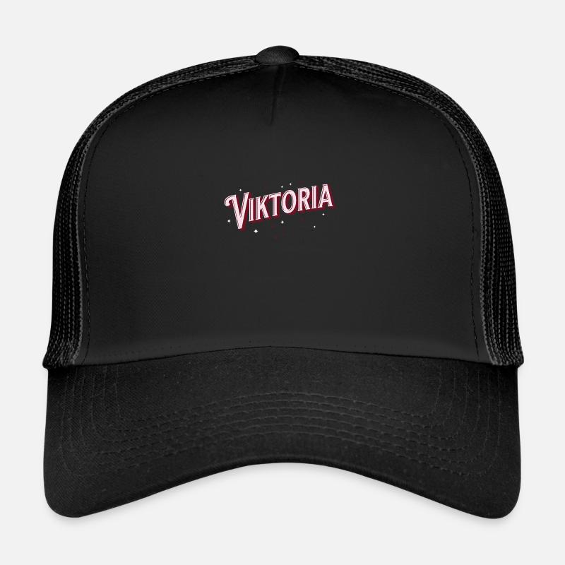 Viktoria Name tolle Mädchen Geschenkidee - Trucker Cap - Schwarz/Schwarz