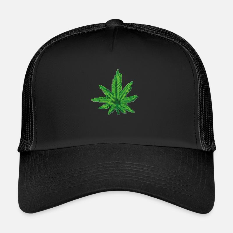 Marihuanablatt Cannabisblatt Pixelart Trucker Cap