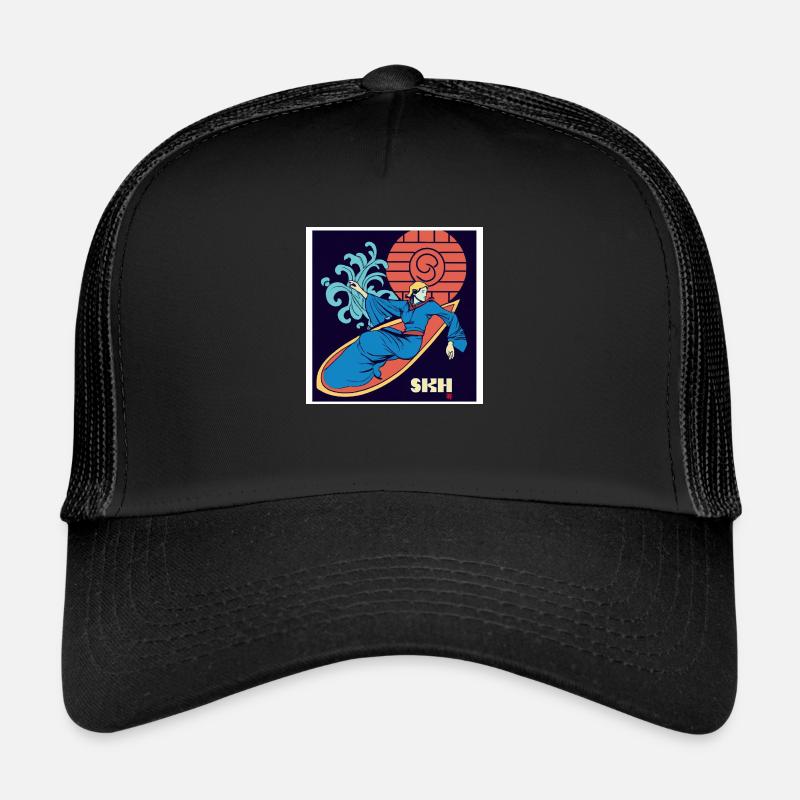 Filles sur planche de surf Art Nouveau Casquette trucker 