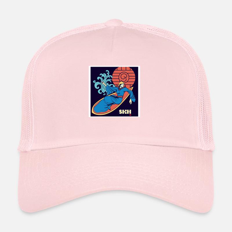 Mädchen auf Surfboard Jugendstil Trucker Cap