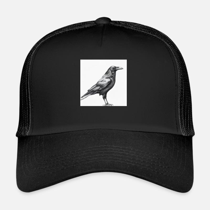 Corbeau dessiné Casquette trucker 
