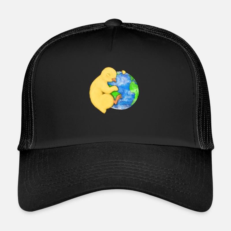 Erde und Huhn - Trucker Cap - Schwarz/Schwarz