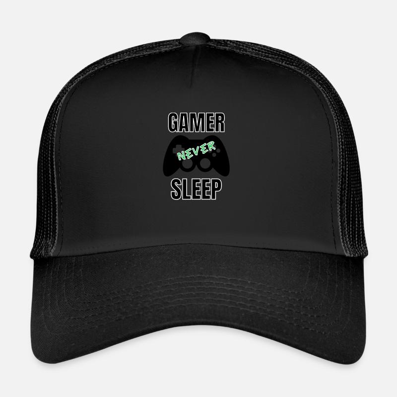 Gamer never sleep - Casquette trucker - noir/noir