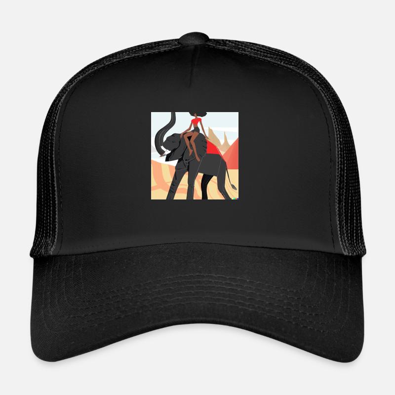 girl riding elephant - Trucker Cap - Schwarz/Schwarz