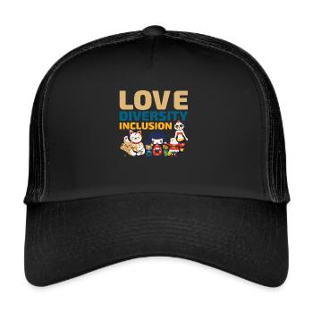 Love Diversity Inclusion Kawaii - Trucker Cap - black/black - Front