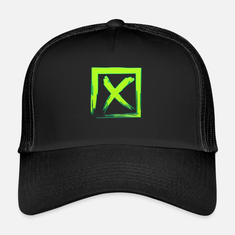 Forme de symbole typographie lettre Alphabet X Casquette trucker 