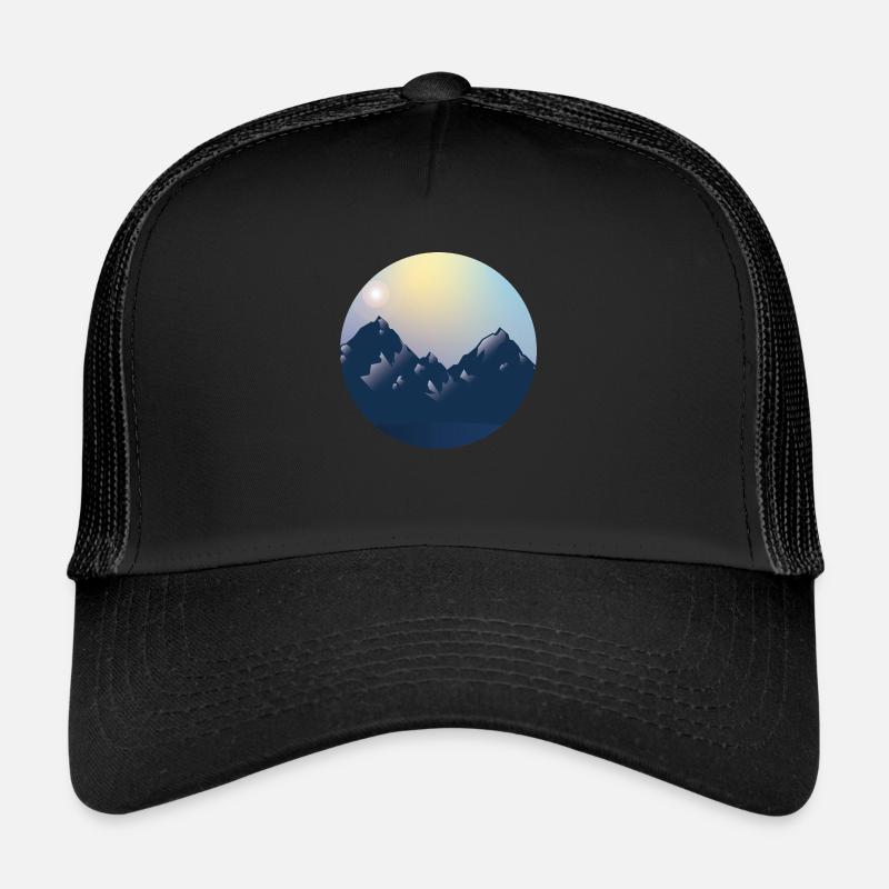 Berge im Kreis - Trucker Cap - Schwarz/Schwarz