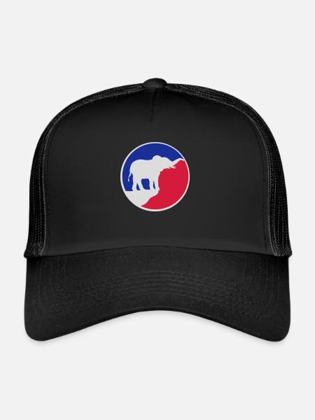 Elephant Silhouette Cliff Moon - Trucker Cap - black/black - Front