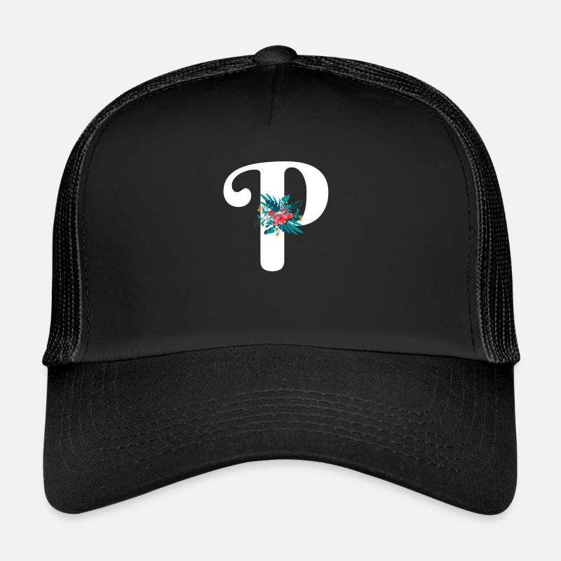 lettre P fleuris Casquette trucker 